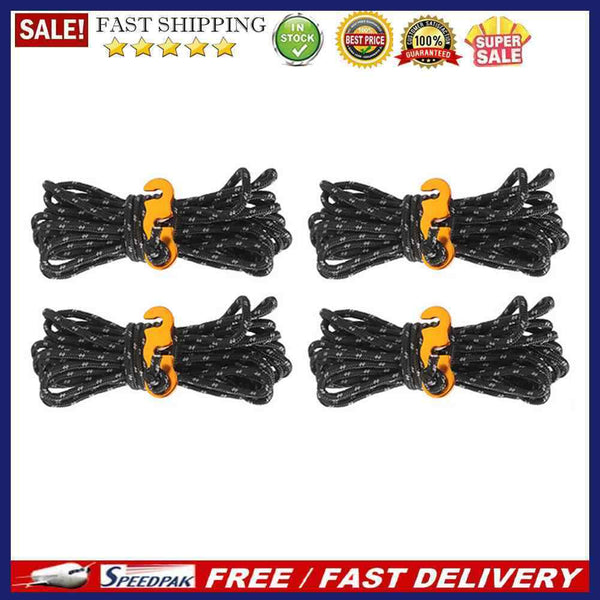 4x 4m Tent Paracord Cord Wind Rope Buckle Outdoor Camping Windproof Accessori