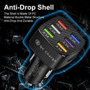15A 6 Ports USB Car Charger QC3.0 Fast Charging Cell Phone Adapter (Black) Newly