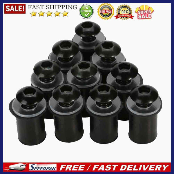 10pcs 5mm/0.20in Motorcycle Windscreen Windshield Bolt Screw Kit (Black)