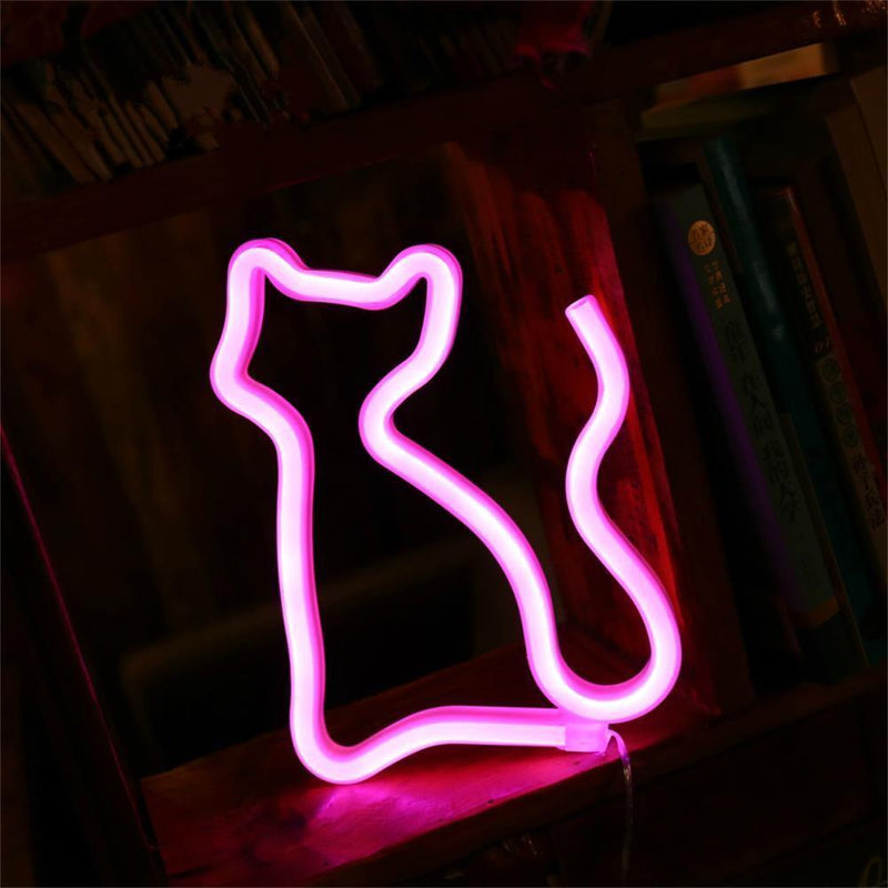 Creative Neon Sign Light Kids Room Night Lamp Mural Party Decor (Pink Cat)