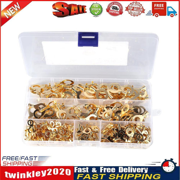 M5/M6/M8/M10 Copper Terminals Ring Lugs Wire Crimp Connector Kit (300pcs) Newly