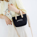 Letter Print Shoulder Satchel Handbags Canvas Women Crossbody Bags (Black)