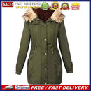 Women Warm Winter Jacket Long Sleeve Coat Parka Outwear Hooded (Green)(L)