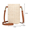 #A Straw Shoulder Bag Women Girl Woven Summer Travel Small Phone Pouch Coin Purs