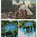 Blue Hand Hammered Dream Catcher Feather Bead Hanging Decoration Ornament