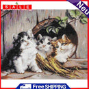 3 Beaches Handmade Full Embroidery Cute Kittens Stamped Cross Stitch Home Decor