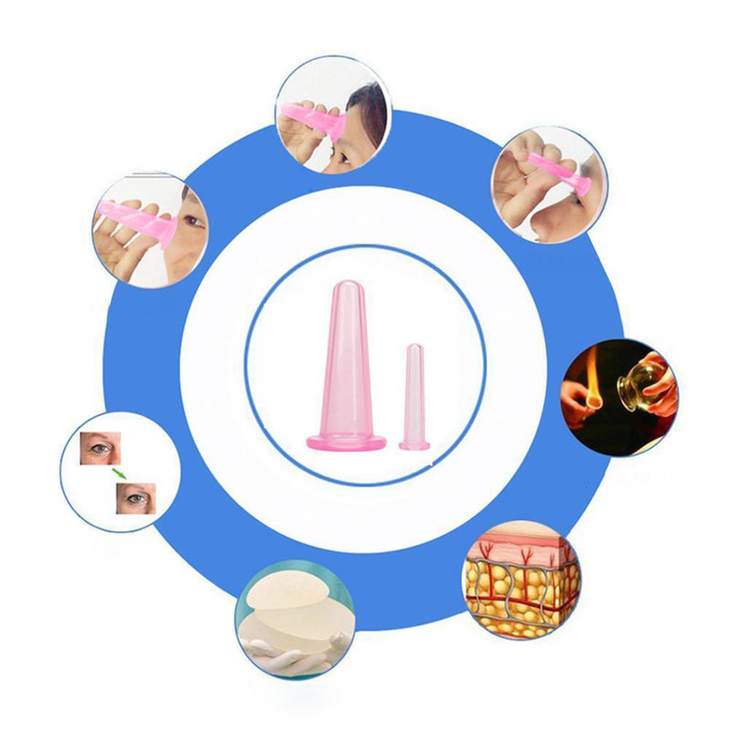 2pcs Silicone Cupping Suction Can Vacuum Face Leg Arm Massage Cup (Pink)