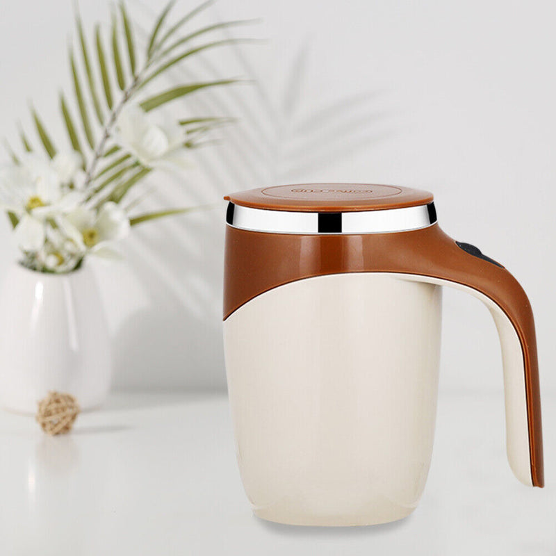 Electric Stirring Coffee Mug Automatic Steel Mixer Milk Whisk Cup (Coffee) Newly