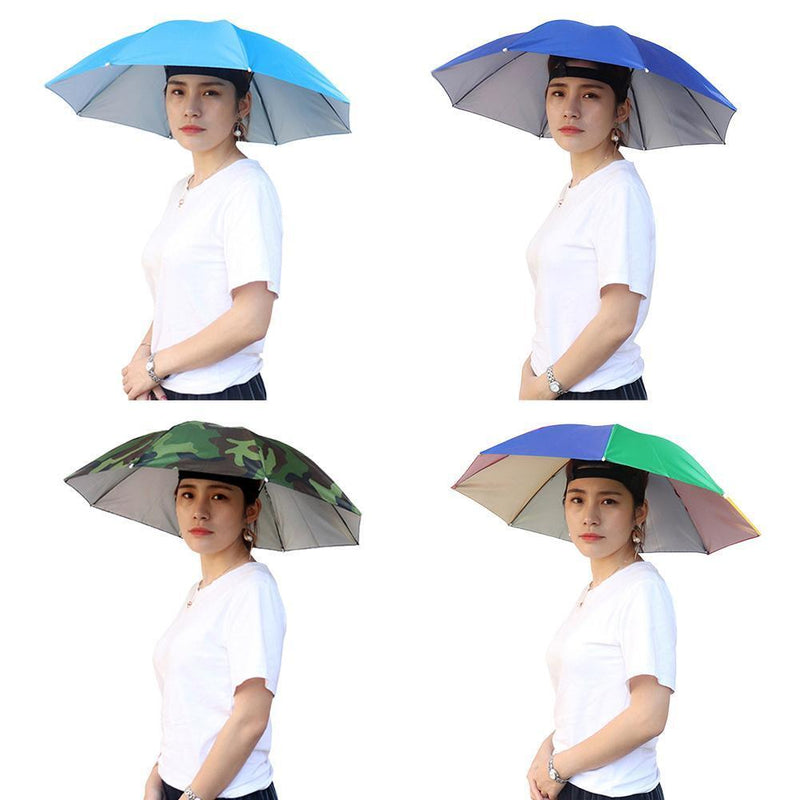5pcs Outdoor Portable Anti-Rain Anti-Sun Head Umbrella Hat (Light Blue)