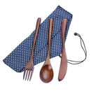 Fork Portable Dinnerware With Bags Bamboo Flatware Reusable Wooden Cutlery