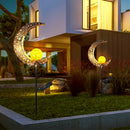 Solar LED Sun Moon Flame Light Retro Iron Landscape Lawn Lamps (A)(Yellow) Newly