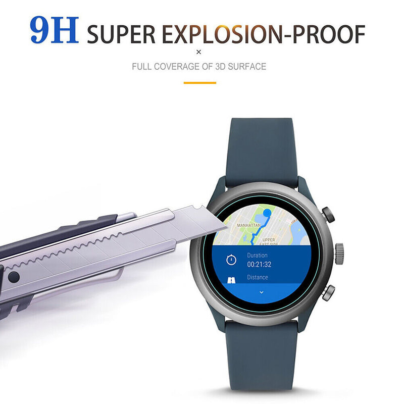 2pcs Tempered Glass Screen Protective Film for Fossil Sport Smartwatch 43mm Case