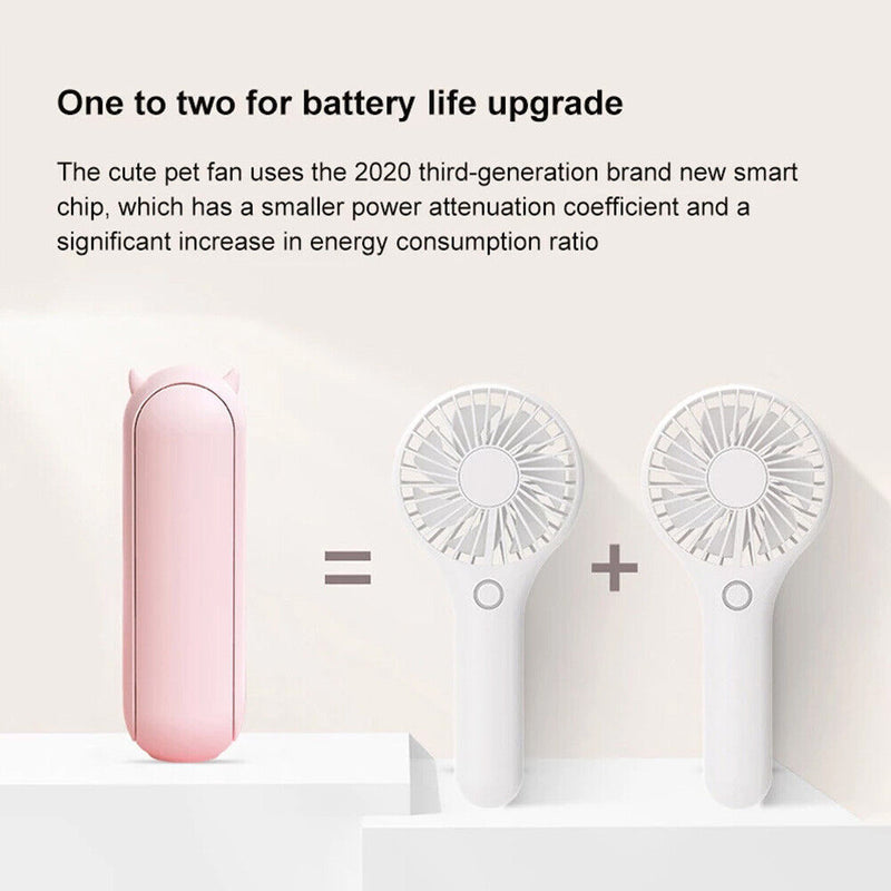 Pocket Personal Fan USB Rechargeable Folding Fan 2000mAh Power Bank Function