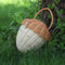 Handmade Rattan Mushroom Basketball Handbag Woven Kids Organizer Desktop Decorations