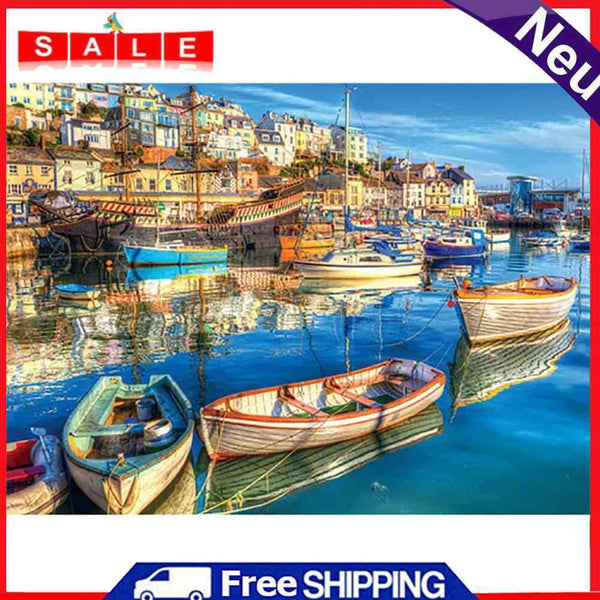 Painting By Numbers DIY Ship Hand Painted Canvas Oil Art Picture Gift Craft Kit