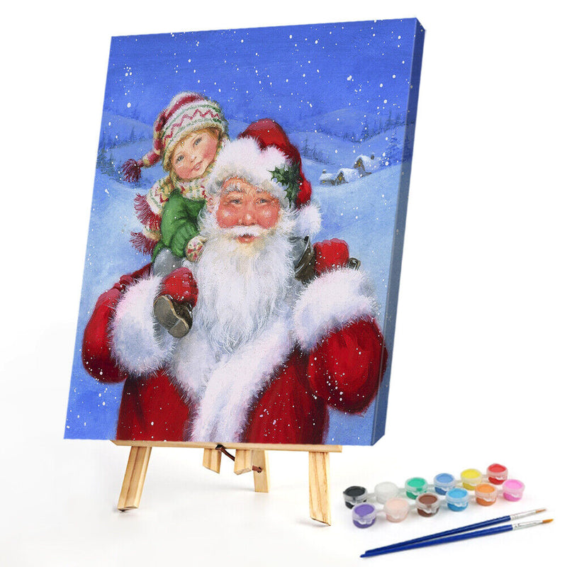 DIY Paint By Numbers Set Oil Hand Painted Santa Claus Kids Drawing Home Craft