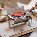 Portable Folding BBQ Grill Stove Outdoor Stainless Steel Barbecue Net Wood Stove