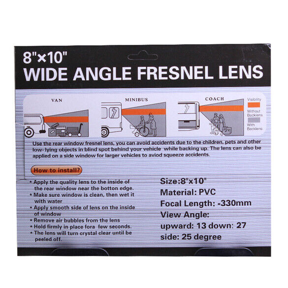 Hatchback Car Reverse Helper Wide Angle Rear View Mirror Fresnel Lens Newly