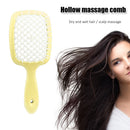 Hollow Detangling Hairdressing Comb Wet Dry Hair Scalp Plate Combs (Yellow)