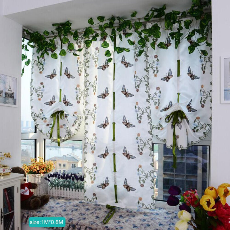 Butterfly Pastoral Tulle Window Screen Roman Curtain Embroidery sch
