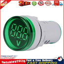 6-100V DC Digital Voltmeter Indicator LED Lamp Round Signal Light (Green) Newly