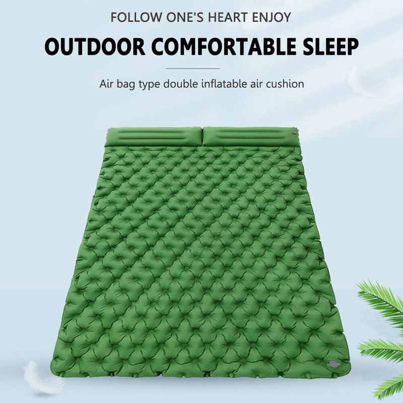 Waterproof Sleep Inflatable Mattress Camp Double Air Cushion (Army Green)