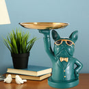 Nordic Luxury Bulldog Storage Statue Fruit Candy Tray Sculpture (Green) Newly