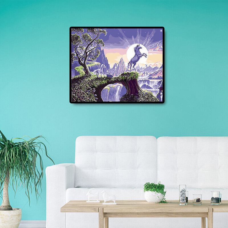 DIY Painting By Numbers Kits Hand Painted Cliff Horse Canvas Wall Arts Crafts
