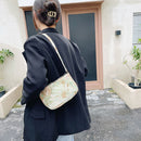 Retro Women Floral Letters Printed Underarm Bag Casual Small Purse Shoulder Bags
