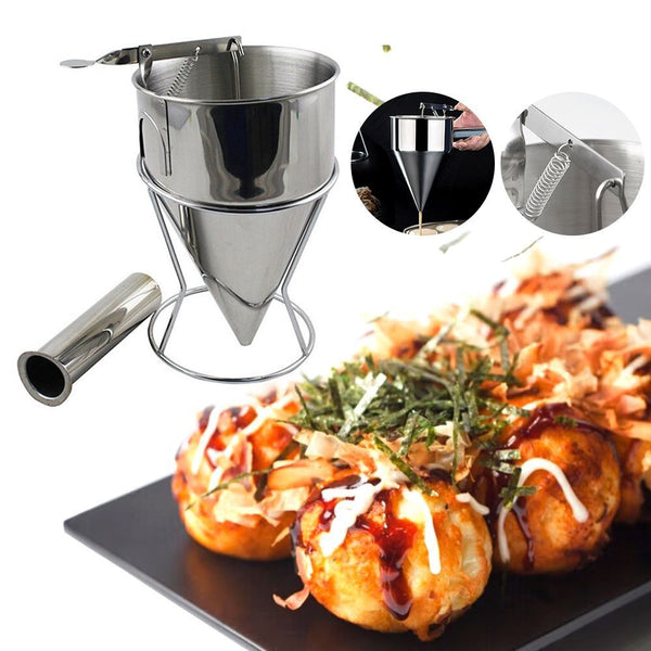 with Stand Pancake Batter Dispenser Stainless Steel Funnel Multi-caliber