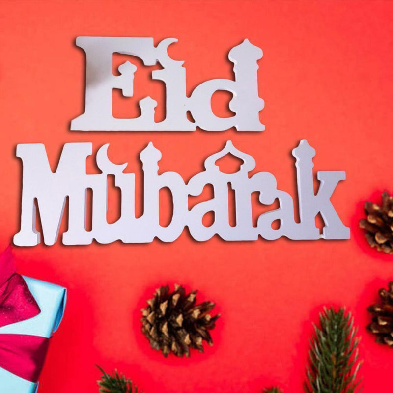 Eid Mubarak Wooden Letter Ornament Islamic Ramadan Dining Party Decors Supply
