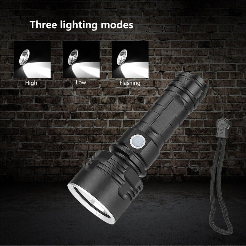 Powerful Flashlight XHP70 LED 3 Mode USB Rechargeable Waterproof Torch Lamp