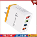 4 USB Travel Wall Charger 3A Fast Charging Charger US Plug Adapter (Orange)