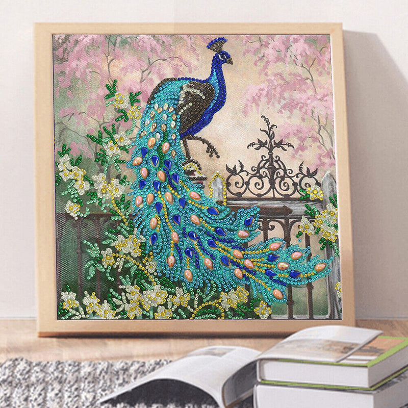 DIY Peacock Part Drill Diamond Painting Kit Handmade Rhinestone Beaded Picture