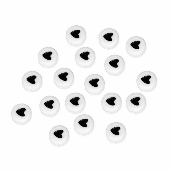 50stk x Schwarz weiß &Love Herz Valentin Acryl Rund P V5Y5 und X6I2 Flach S0Y4