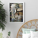 Elephant Mom and Son Oil Paint By Numbers Kits Canvas DIY Animal Home Decoration