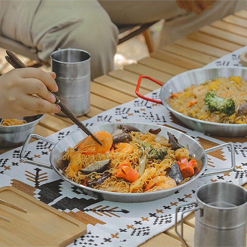 Seafood Frying Pot Stainless Steel Double Ear Fruit Plate Container Cooking Tool