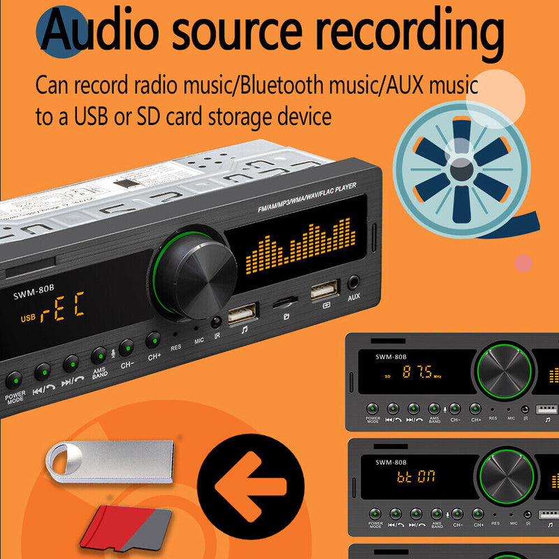 SWM-80B 1 DIN Car Radio Audio Copy Bluetooth-compatible TF USB AUX-Input He