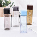 Water Bottle Square Fruit Tea Drink Transparent Sport non-toxic Tasteless Y1L8