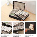 2 Layer Women Jewelry Box, Lockable Organizer, Display Storage Case (Black)