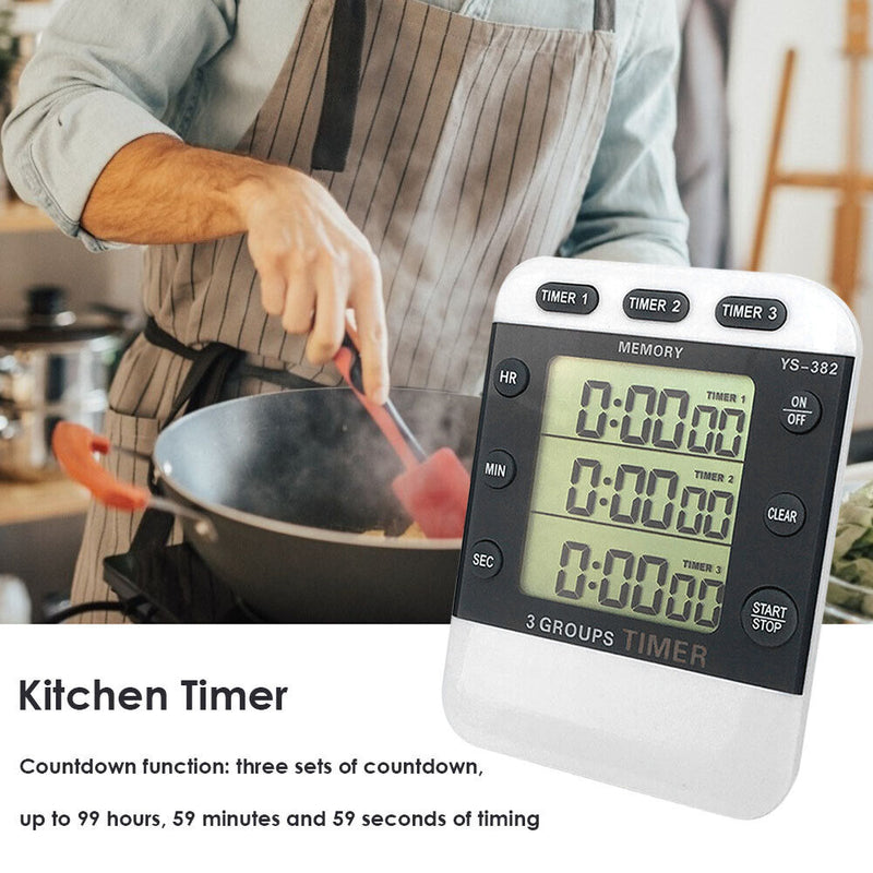 Square 3-way Kitchen Timer Countdown Cooking Alarm Temporizador Home Supply