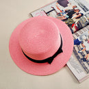 Unisex Fashion Casual Weave Sunhat Seaside Outdoor Breathable Cap (Pink)