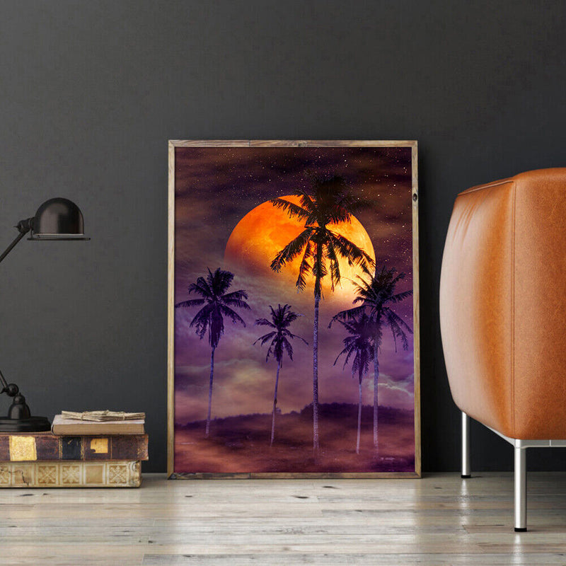 Mosaic 5D Diamond Full Painting DIY Drill Moonlight Sand Beach Round Kit Newly