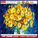 Yellow Flower Oil Paint By Numbers DIY Drawing Picture Kits Hand Painted Deco