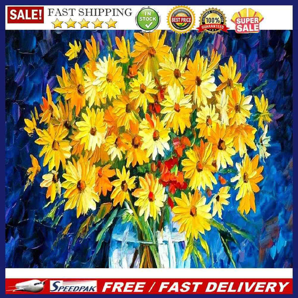 Yellow Flower Oil Paint By Numbers DIY Drawing Picture Kits Hand Painted Deco