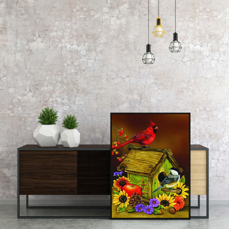 Oil Paint by Numbers Bird House Canvas Artwork Living Room Picture Decoration