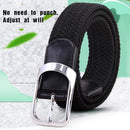 Women Men Woven Elastic Canvas Braided Stretch Straps Simple Pin Buckle Belt