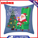 Linen Throw Pillow Covers Santa Claus Print Pillowcases Sofa Square Cushion Case
