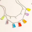 Creative Bungee Cool Girl Transparent Jelly Color 7 Necklace Bear Chain I0Q3