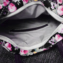 Lovely Flower Printed Female Bags Canvas Handbag Portable Lunch Bag(Black)